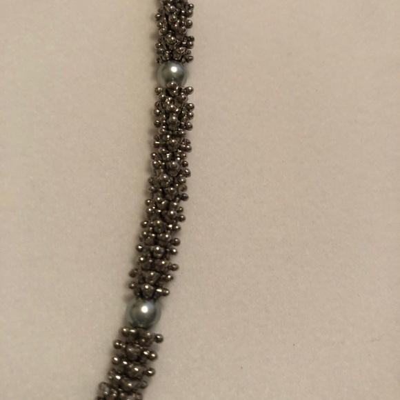 Silver tone spacer & bead necklace. - Picture 5 of 6